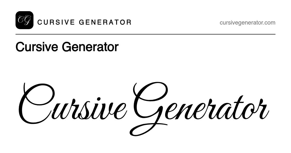 Screenshot of Cursive Generator: Type your name and see it in real cursive fonts, ready to download as PNG or SVG